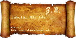 Zabolai Máté névjegykártya